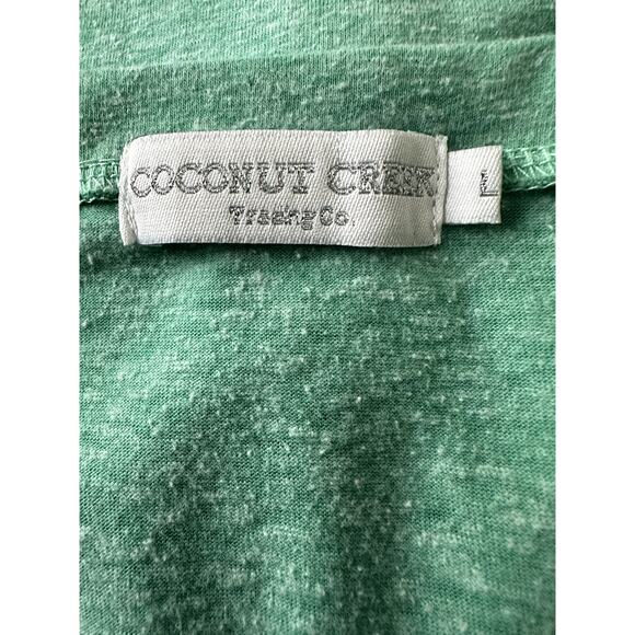 Coconut Creek Heathered Green-Size Large Juniors-Palm Tree Tee Shirt-EUC - Picture 5 of 7